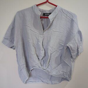VIVI Light Grey/ Blue Crop Top (XS)
